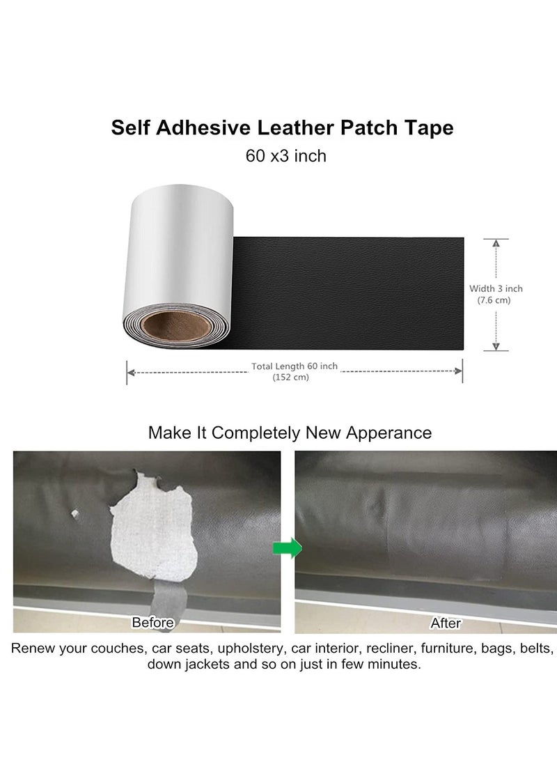 Generic Leather Repair Tape, Patch Kit Black 3 x 60 inch Leather Repair Patch Self Adhesive for Furniture, Couch, Sofa, Car Seats,Computer Chair, Vinyl Repair Kit  - Image 3