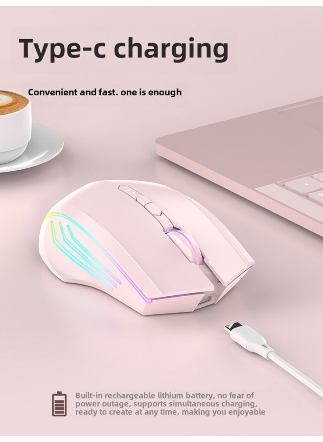 Bluetooth Wireless Mouse Mute Rechargeable For Boys And Girls Apple Lenovo HP Notebook-Specifications: Classic Pink-official Standard - Image 4