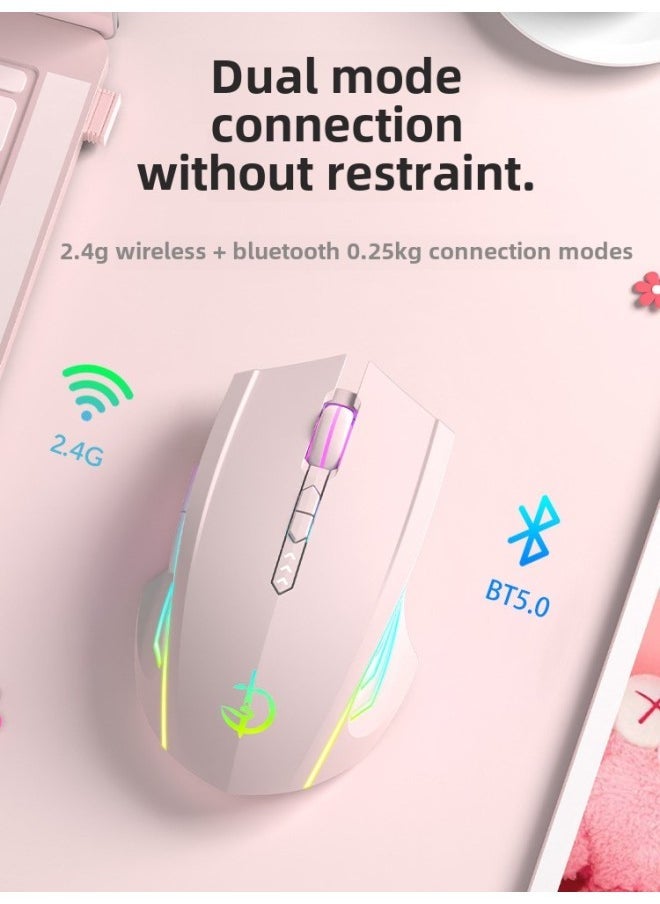 Bluetooth Wireless Mouse Mute Rechargeable For Boys And Girls Apple Lenovo HP Notebook-Specifications: Classic Pink-official Standard - Image 5