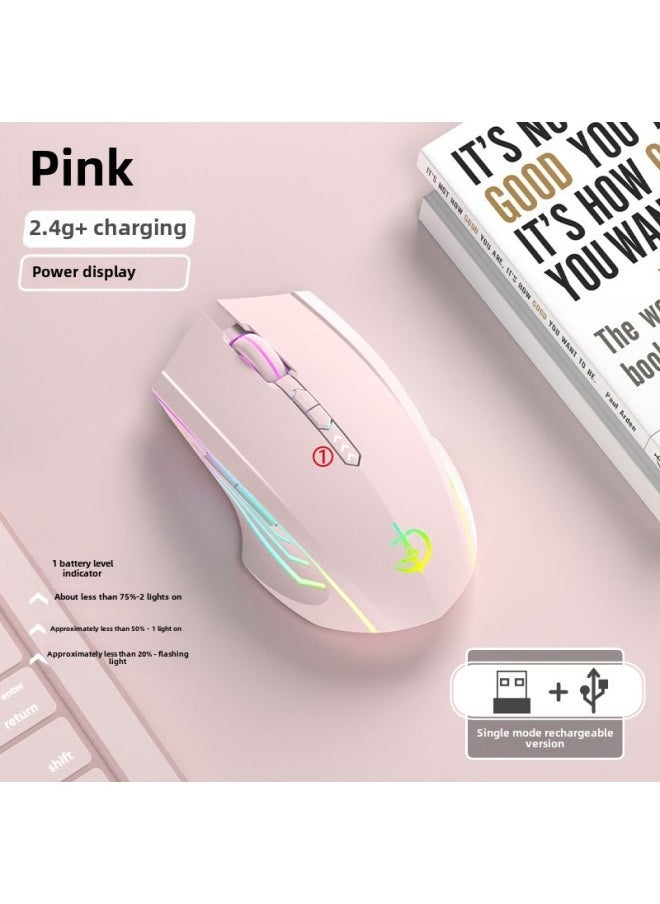 Bluetooth Wireless Mouse Mute Rechargeable For Boys And Girls Apple Lenovo HP Notebook-Specifications: Classic Pink-official Standard - Image 1