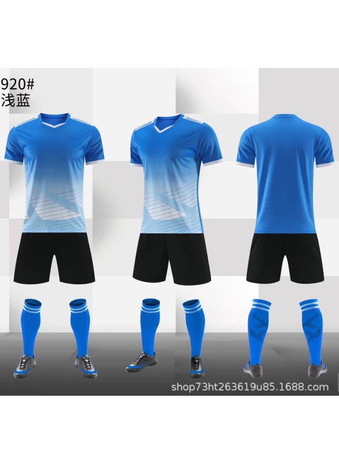 920 Light Blue Short Sleeve Football Jersey - Image 1