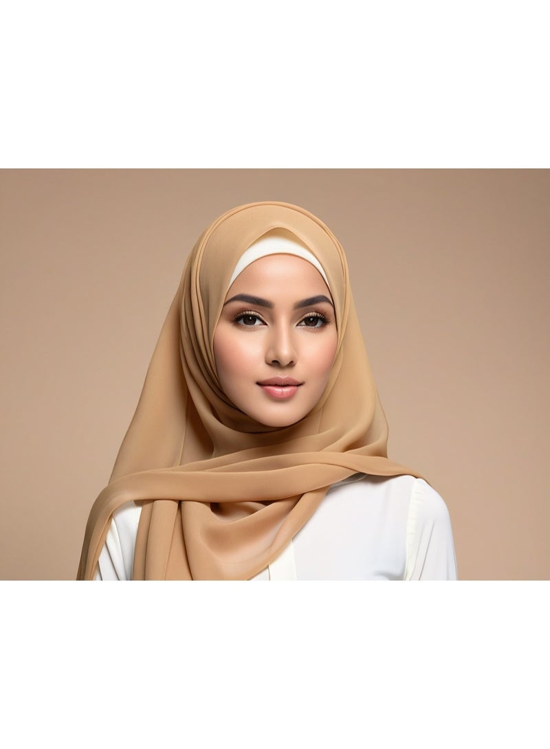 طرحة شيفون ناعمة وخفيفة - ألوان مميزة وأناقة ساحرة | مقاس 175×75 سم  - Image 3