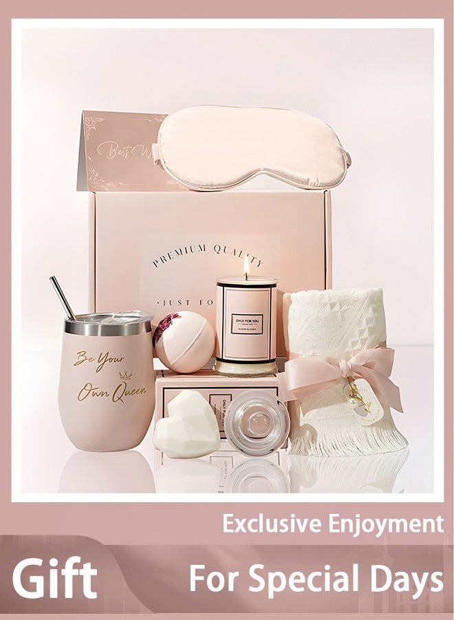 Bolivia's سلة هدايا للنساء - مجموعة صندوق هدايا عيد الميلاد تحتوي على 9 عناصر هدية ملهمة، مجموعة العناية بالمنتجعات الصحية للاسترخاء للنساء، هدايا الأصدقاء للنساء - Image 1