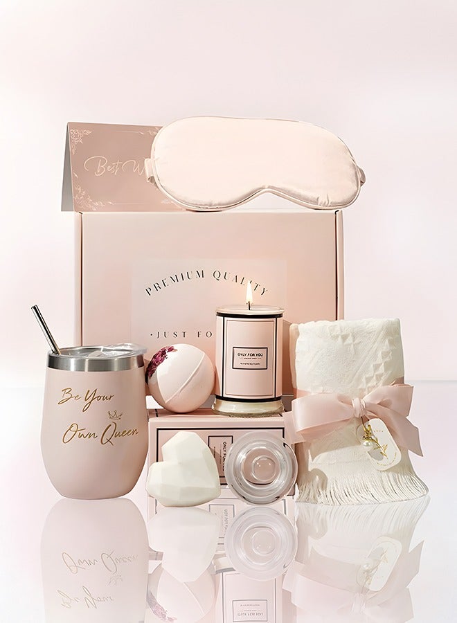 Bolivia's سلة هدايا للنساء - مجموعة صندوق هدايا عيد الميلاد تحتوي على 9 عناصر هدية ملهمة، مجموعة العناية بالمنتجعات الصحية للاسترخاء للنساء، هدايا الأصدقاء للنساء - Image 2