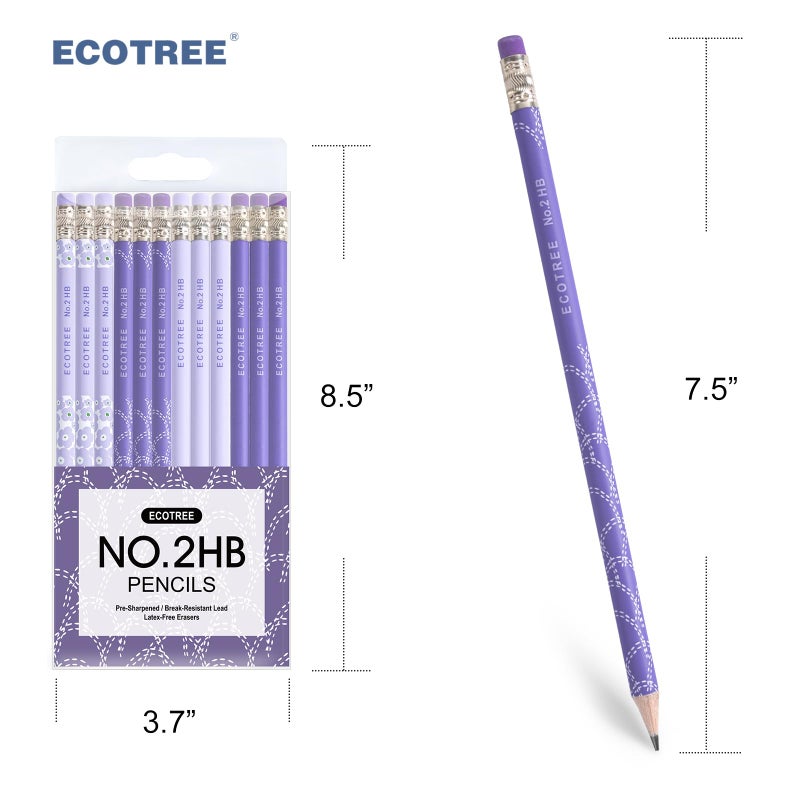 ECOTREE Pencils #2 Pre-Sharpened Pencils for Kids Number 2 Pencil with Erasers for School, Writing, 12 Count - Image 5