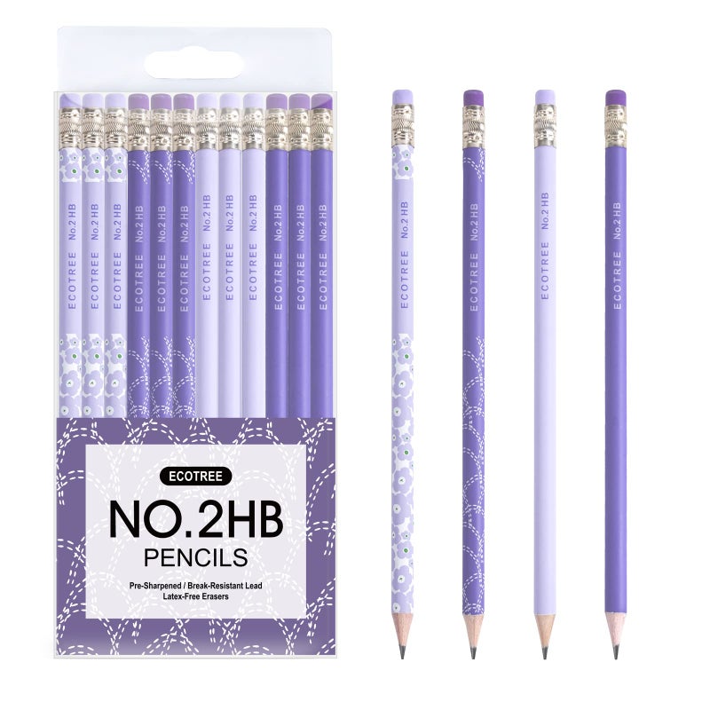 ECOTREE Pencils #2 Pre-Sharpened Pencils for Kids Number 2 Pencil with Erasers for School, Writing, 12 Count - Image 1