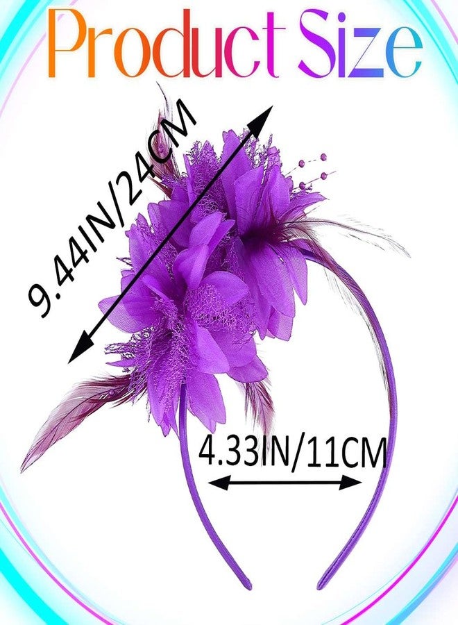 Latious Feather Headband Carnival Headpiece Green Purple Gold Hair Accessories for Women and Girls (Purple) - Image 5