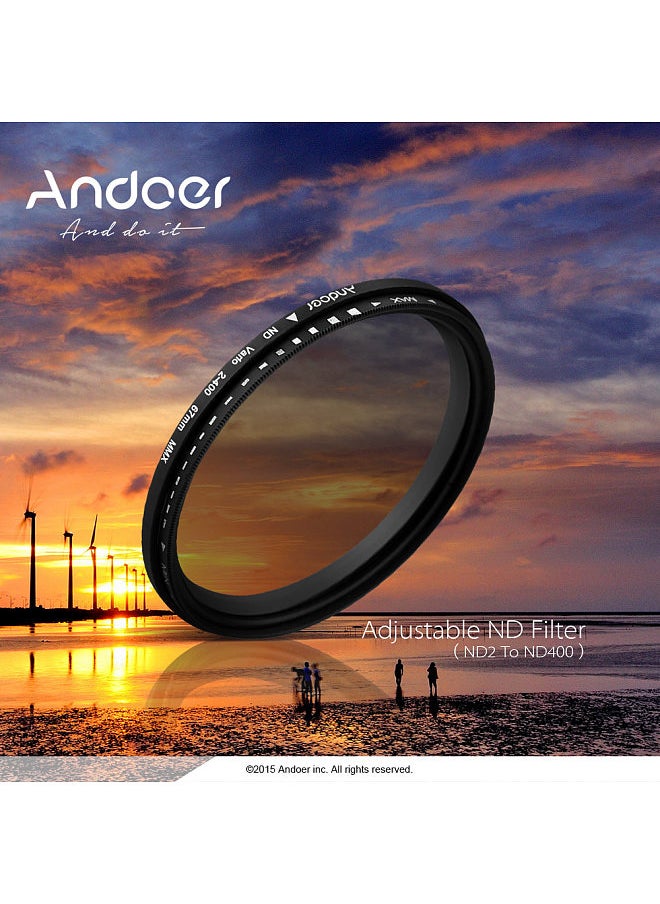 55mm ND Fader Neutral Density Adjustable ND2 to ND400 Variable Filter for Canon Nikon DSLR Camera