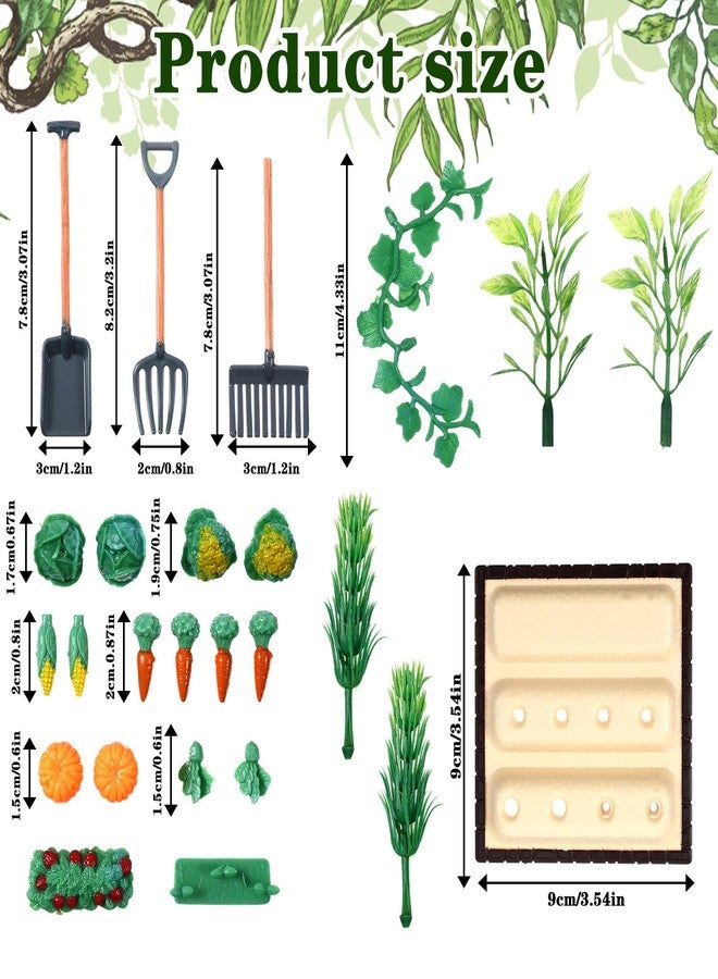 HaiFafafaing Mini Garden Tools Miniature Dollhouse Decorations Mini Shovel Rake Farm Model Small Ornament Resin Vegetable Figurines Field Scene Landscape Outdoor Decor - Image 2