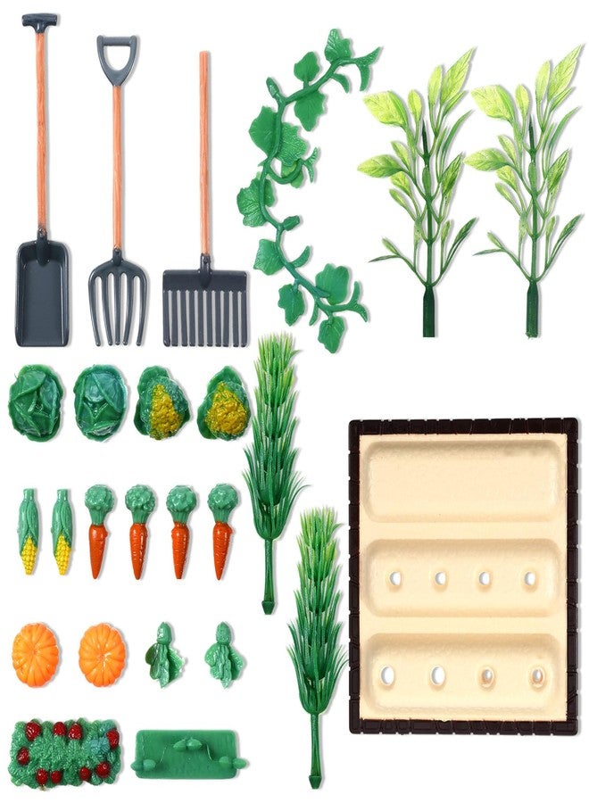 HaiFafafaing Mini Garden Tools Miniature Dollhouse Decorations Mini Shovel Rake Farm Model Small Ornament Resin Vegetable Figurines Field Scene Landscape Outdoor Decor - Image 1
