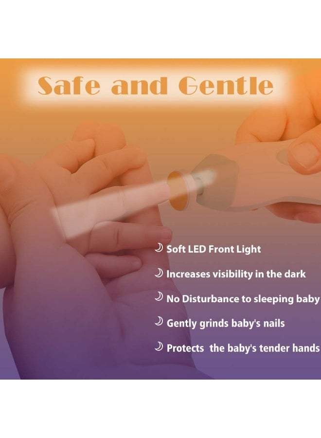 Consevisen Baby Nail File Electric Nail Trimmer Manicure Set with Nail Clippers, Toes Fingernails Care Trim Polish Grooming Kit Safe for Infant Toddler Kids or Women, LED Light and 10 Grinding Heads (White/green) - Image 5