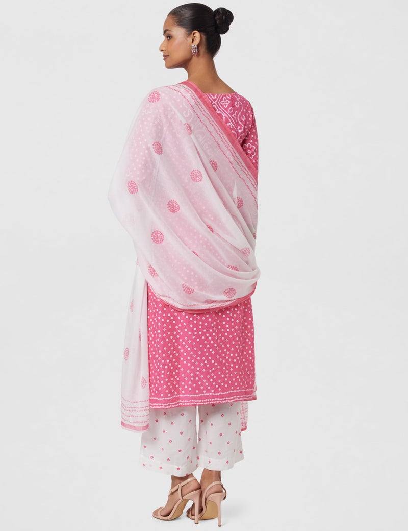 BIBA Women's Pink Printed Cotton Straight Kurta Palazzo Suit Set_44 - Image 3