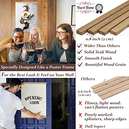 DACRI HOME Magnetic Poster Hanger Frame - Teak Wood, 11 inch Sturdy Magnetic Frame with Strong Magnets for Hanging Pictures, Scrolls Wall Art, 11x14, 11x17 (Natural Wood) - Image 2