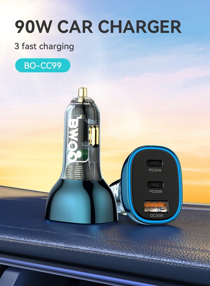 بوو شاحن سيارة Pd 30W + Qc 30W بثلاثة منافذ - Image 5