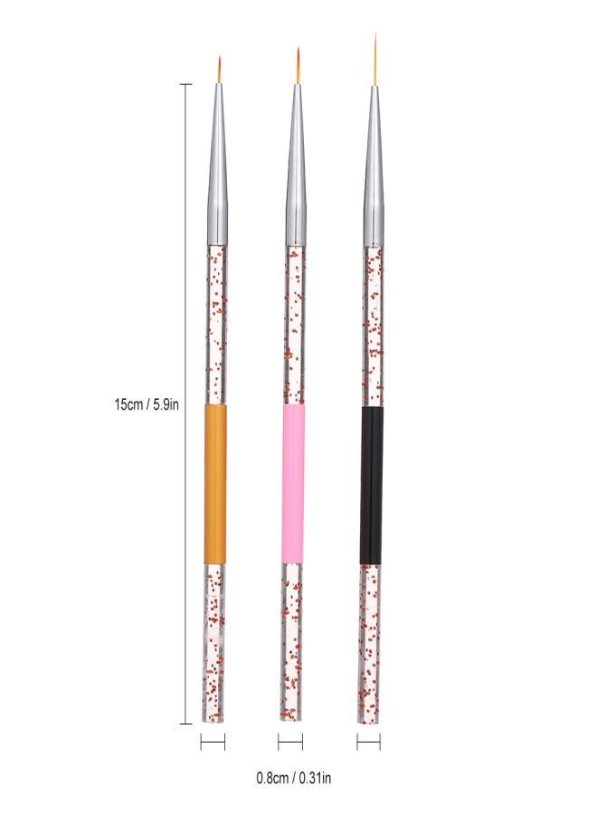 3PCs Nail Art Design Set Nail Art Liner Brushes Dotting Painting Drawing Brush Pen - Image 2