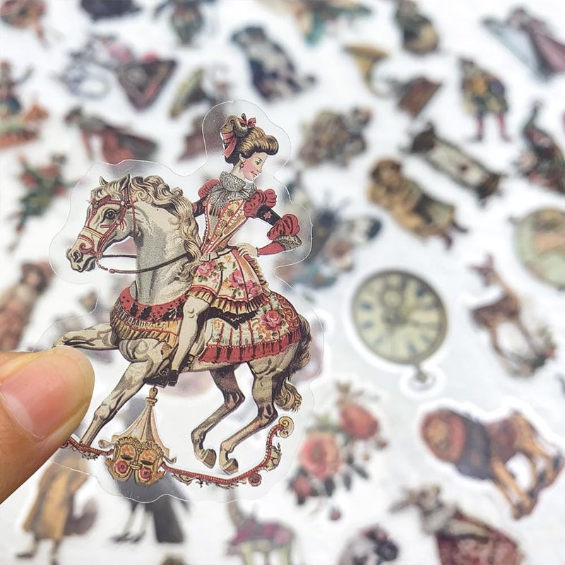 YOKSAS 50 Pcs Vintage Victorian Ephemera Stickers â€“ Clear Scrapbooking Supplies with Retro Animals, Flowers, Circus & Antique Objects â€“ Aesthetic Journal Decor for Resin Crafts, Journals, Planners - Image 2