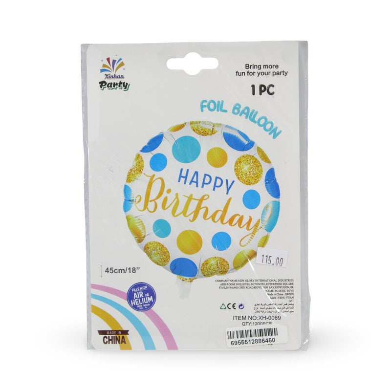 18-Inch Happy Birthday Foil Balloon – Assorted Designs