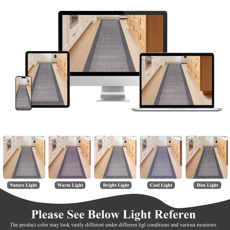 Ileading Hallway Runner Rug 2'x10' Heavy-Duty Durable Entryway Floor Mat with Non Slip Rubber Backing for Busy Traffic Extended Indoor Doormat Machine Washable Grey Kitchen Throw Rug for Corridor - Image 5