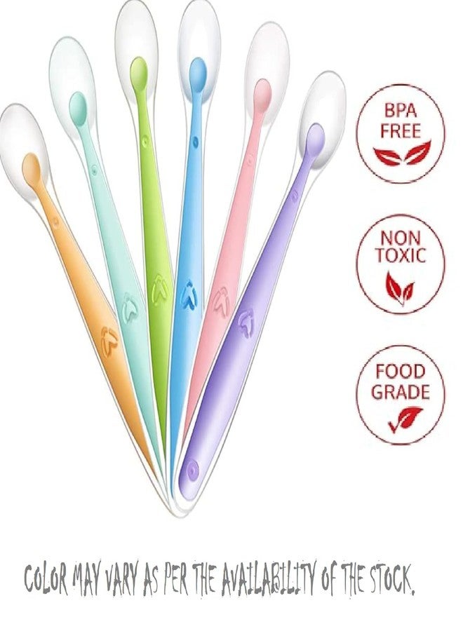 Krido Baby Silicone Training Spoons, BPA-Free Soft-Tip Feeding Spoons for Self-Feeding, 16 cm Length, Multi-Color (4) - Image 4