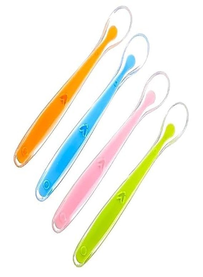 Krido Baby Silicone Training Spoons, BPA-Free Soft-Tip Feeding Spoons for Self-Feeding, 16 cm Length, Multi-Color (4) - Image 1