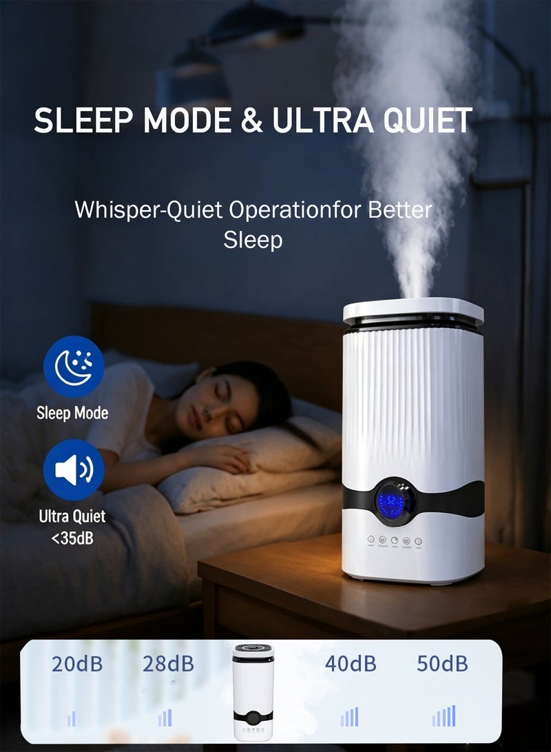 CUBEXELL Humidifiers For Bedroom Large Room 4L Top Fill Cool Mist Humidifier 24H Runtime Ag+ 99.9%Antibacterial 360° Nozzle  Auto Shut-Off  Sleep Mode Night Light  For Baby Home Office - Image 4