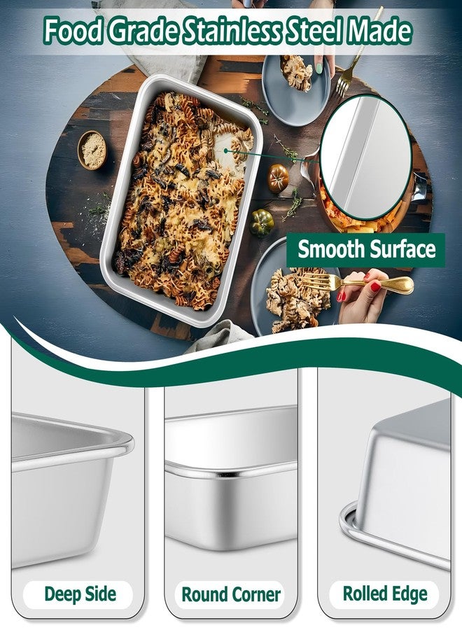 تيم فار صينية لازانيا من تيم فار، مقاس 10.6 × 8.3 × 1.7 بوصة، مصنوعة من الفولاذ المقاوم للصدأ، صينية مستطيلة للكيك والبراونيز، صينية خبز، صغيرة الحجم مناسبة لفرن التحميص، غير سامة وصحية، سطح مصقول وسهل التنظيف - آمنة للغسل في غسالة الأطباق - Image 3