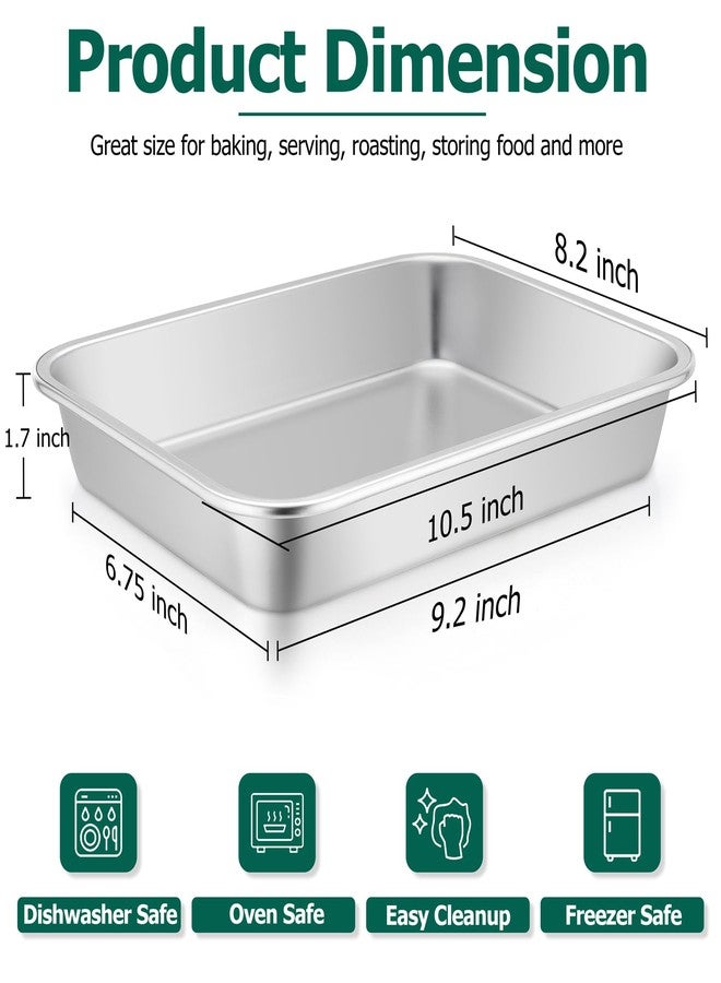 تيم فار صينية لازانيا من تيم فار، مقاس 10.6 × 8.3 × 1.7 بوصة، مصنوعة من الفولاذ المقاوم للصدأ، صينية مستطيلة للكيك والبراونيز، صينية خبز، صغيرة الحجم مناسبة لفرن التحميص، غير سامة وصحية، سطح مصقول وسهل التنظيف - آمنة للغسل في غسالة الأطباق - Image 2