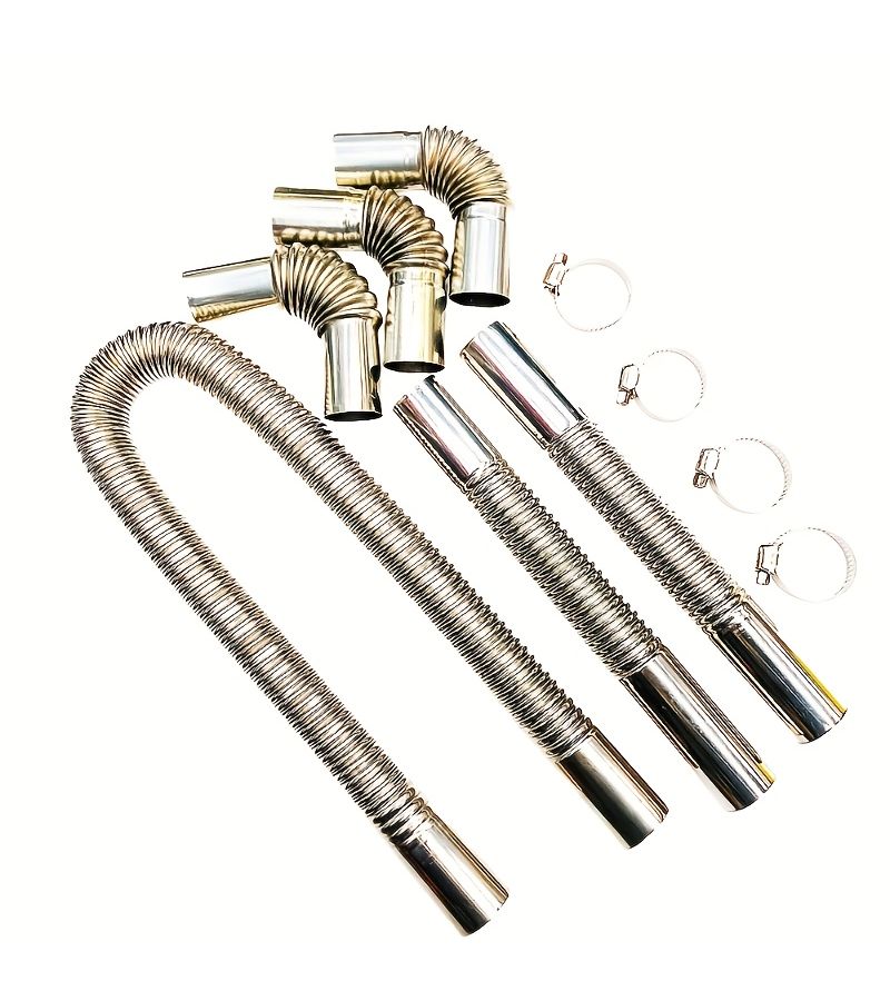Thickened Material Bonus Two Hose Hoops For Parking Heater Smoke Exhaust Pipes Diameter 2 5 Cm 47 24 Inches Length Features Right Angle Turns Coolant Hose Fixation - Image 2