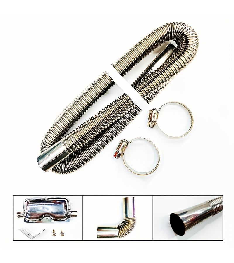 Thickened Material Bonus Two Hose Hoops For Parking Heater Smoke Exhaust Pipes Diameter 2 5 Cm 47 24 Inches Length Features Right Angle Turns Coolant Hose Fixation - Image 1