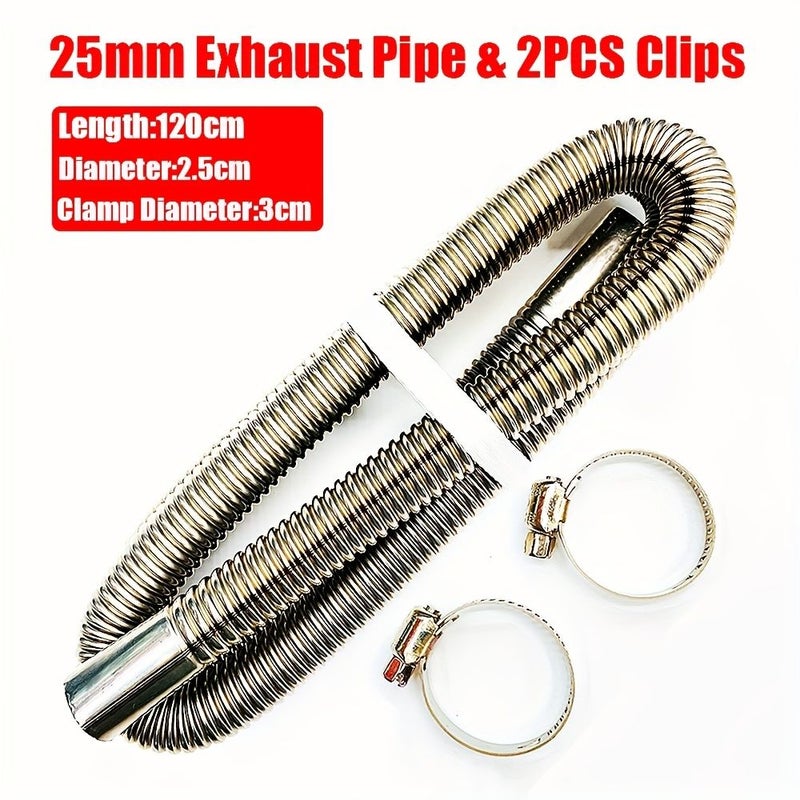 Thickened Material Bonus Two Hose Hoops For Parking Heater Smoke Exhaust Pipes Diameter 2 5 Cm 47 24 Inches Length Features Right Angle Turns Coolant Hose Fixation - Image 3