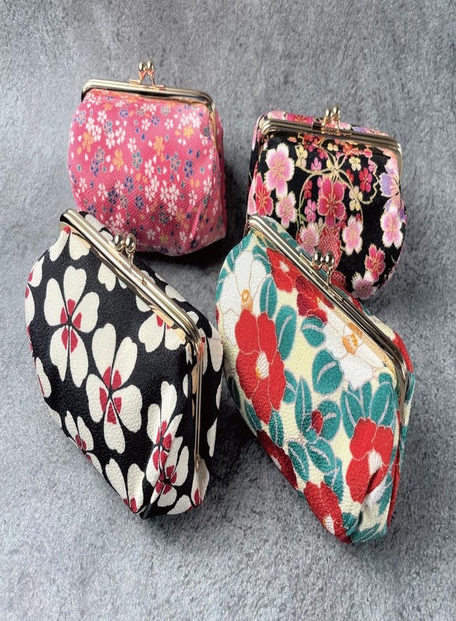 Terra Distribution Kiss Lock Small Makeup Bag for Purse [ Made in Japan] Traditional Edo Komon Design Cute Cosmetic Pouch (Cherry blossom (Black)) - Image 5