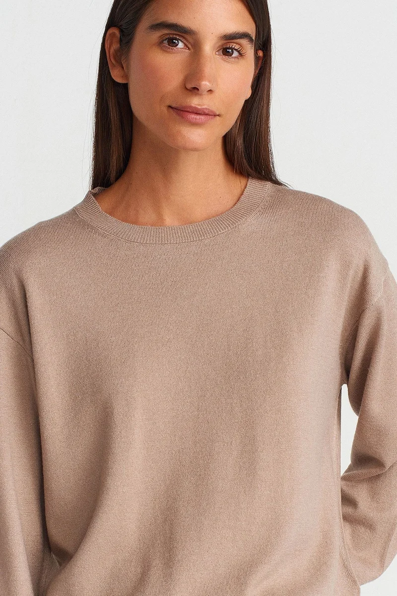 Dilvin Beige Natural DILVIN Women's Knit Sweater for Women | Best Price UAE