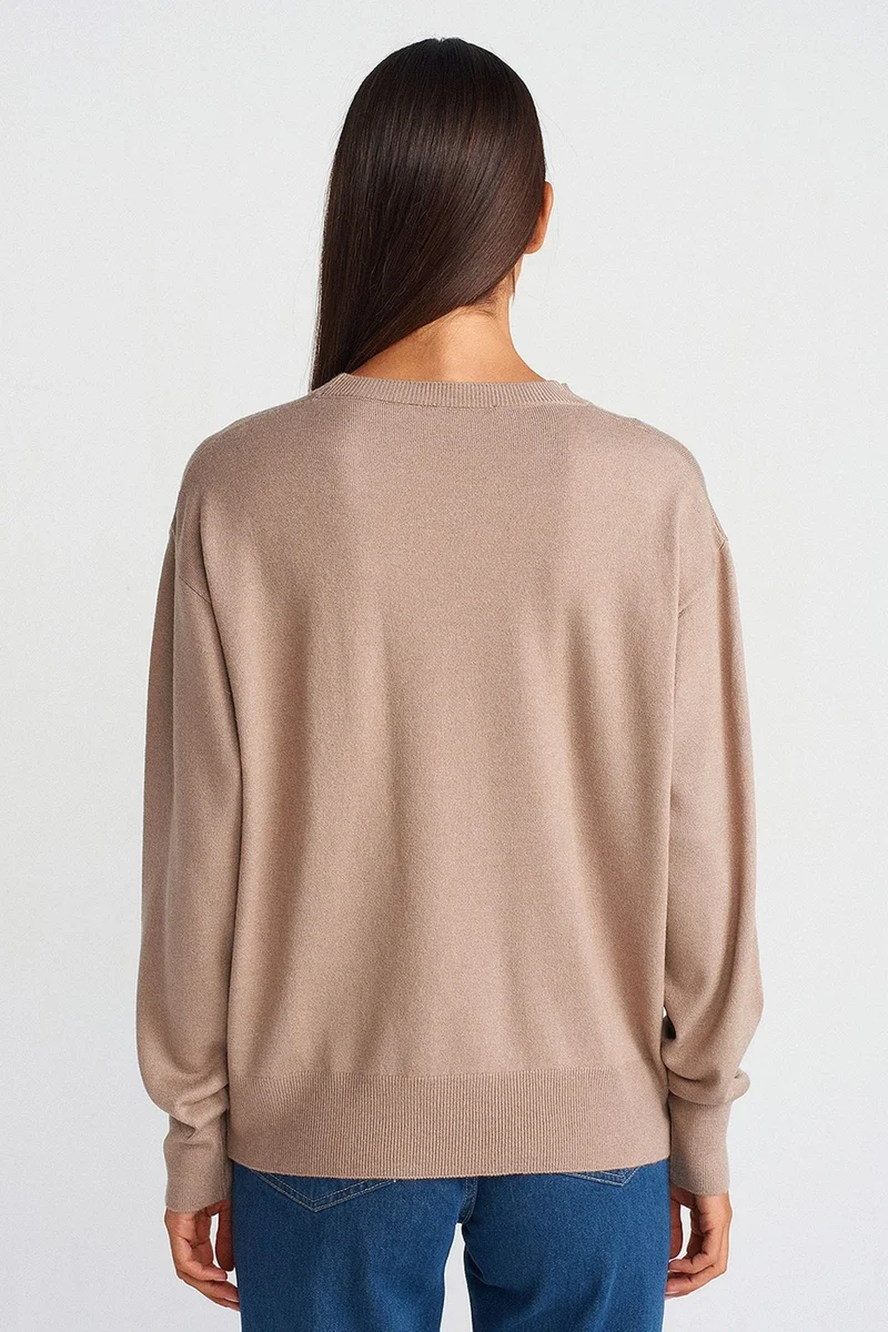 Dilvin Beige Natural DILVIN Women's Knit Sweater for Women | Best Price UAE