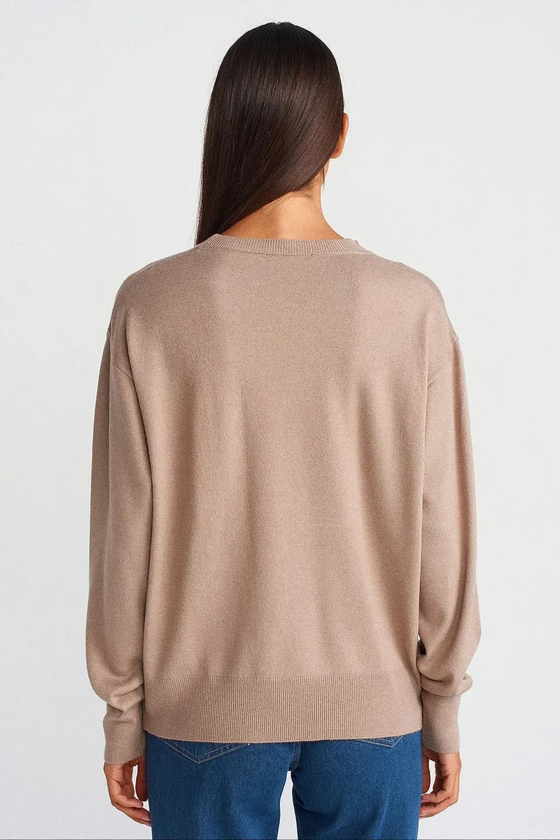 Dilvin Beige Natural DILVIN Women's Knit Sweater for Women | Best Price UAE