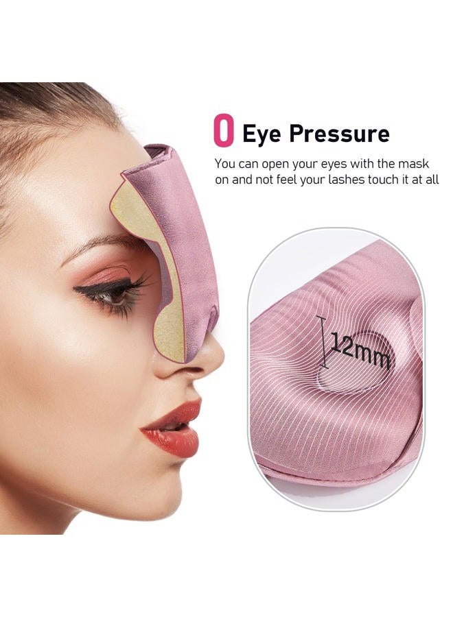 LitBear 100% 22 Momme Mulberry Silk Sleep Mask - 3D Contoured Eye Mask for Men & Women, Soft Breathable Sleeping Mask with Adjustable Strap, Perfect Blocks Light for Sleeping (Bean Pink) - Image 2