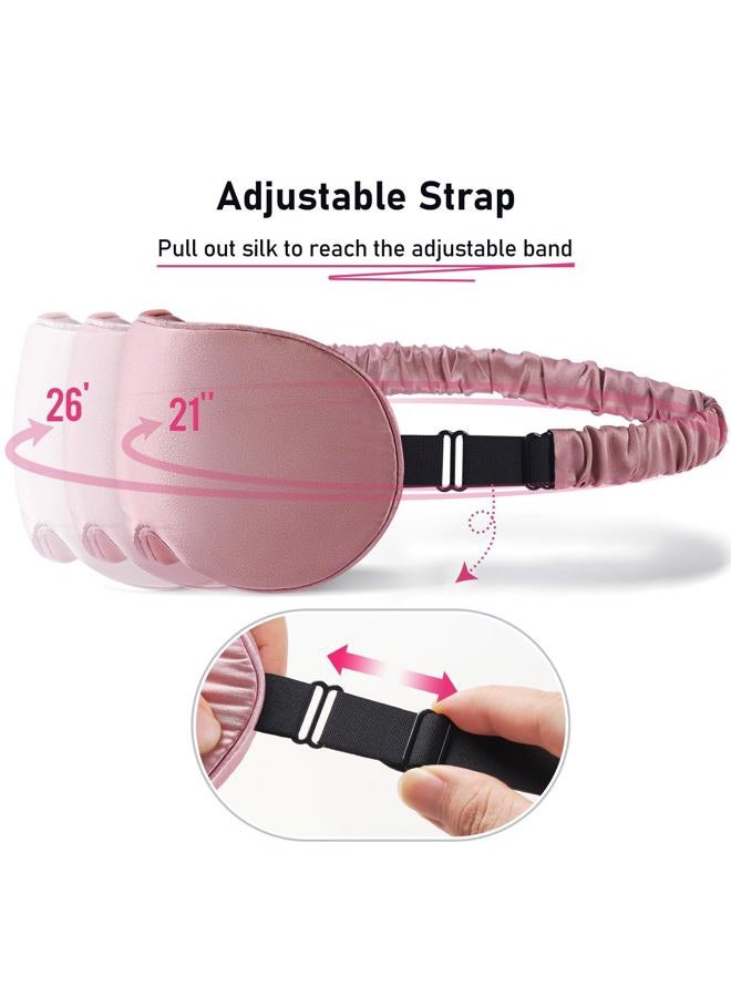 LitBear 100% 22 Momme Mulberry Silk Sleep Mask - 3D Contoured Eye Mask for Men & Women, Soft Breathable Sleeping Mask with Adjustable Strap, Perfect Blocks Light for Sleeping (Bean Pink) - Image 5