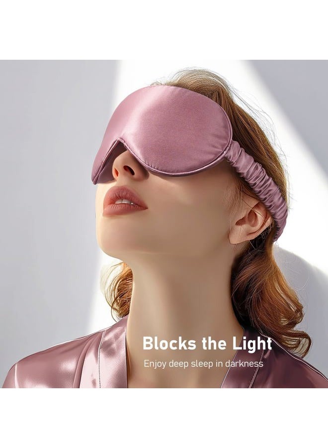 LitBear 100% 22 Momme Mulberry Silk Sleep Mask - 3D Contoured Eye Mask for Men & Women, Soft Breathable Sleeping Mask with Adjustable Strap, Perfect Blocks Light for Sleeping (Bean Pink) - Image 4