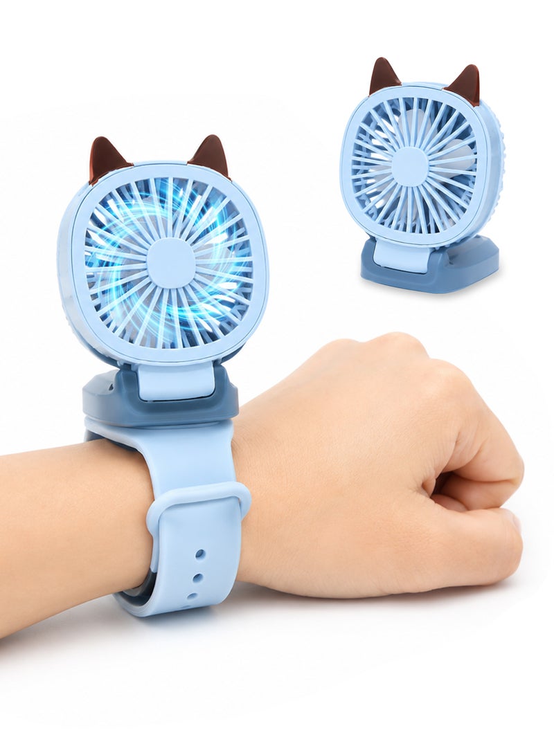 Cartoon Fan Watch Kids Toy USB Rechargeable Mini Wrist Fan 3 Speed Adjustable RGB Light Summer Cooling Cute Gift for Children - Image 1