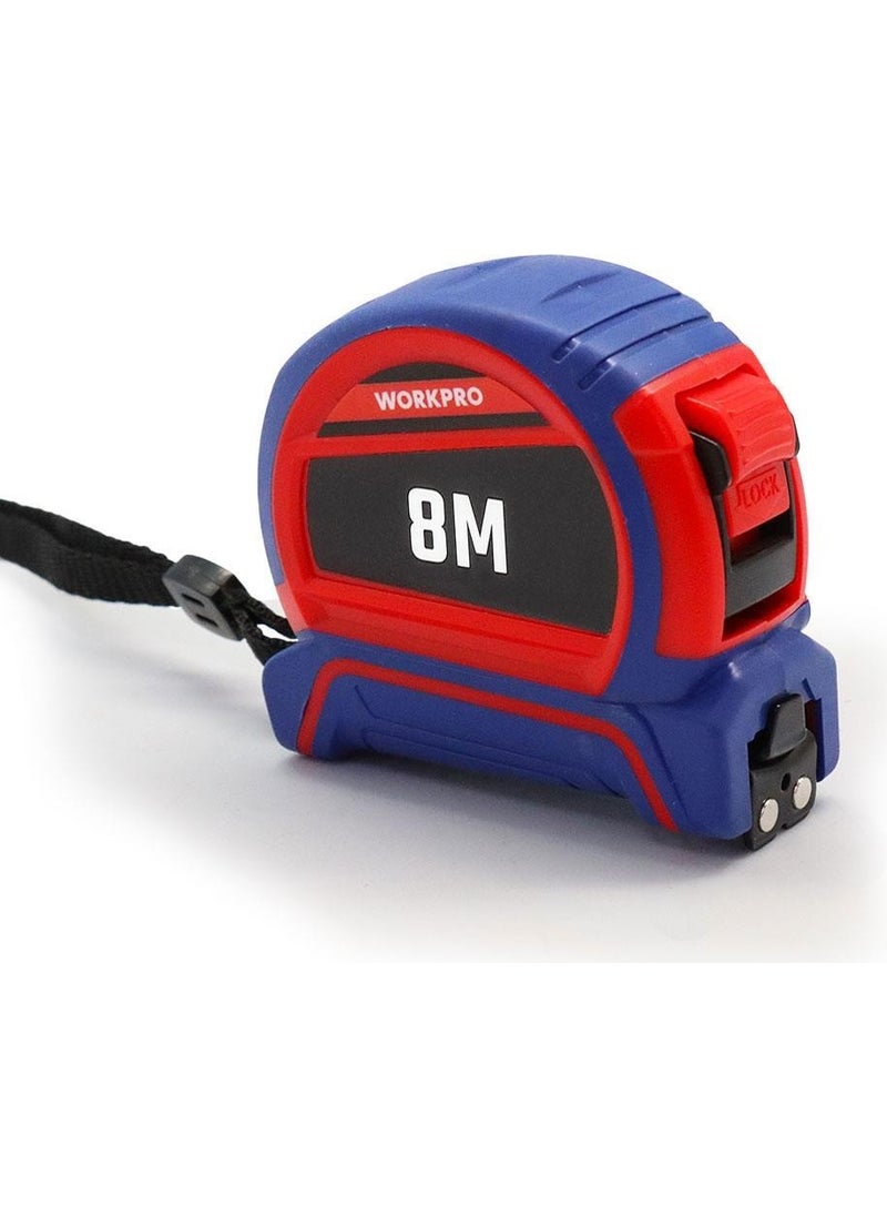 WORKPRO WP261044 8MX25MM Nylon Coated Yellow Double Sided Magnetic Steel Tape Measure  - Image 3