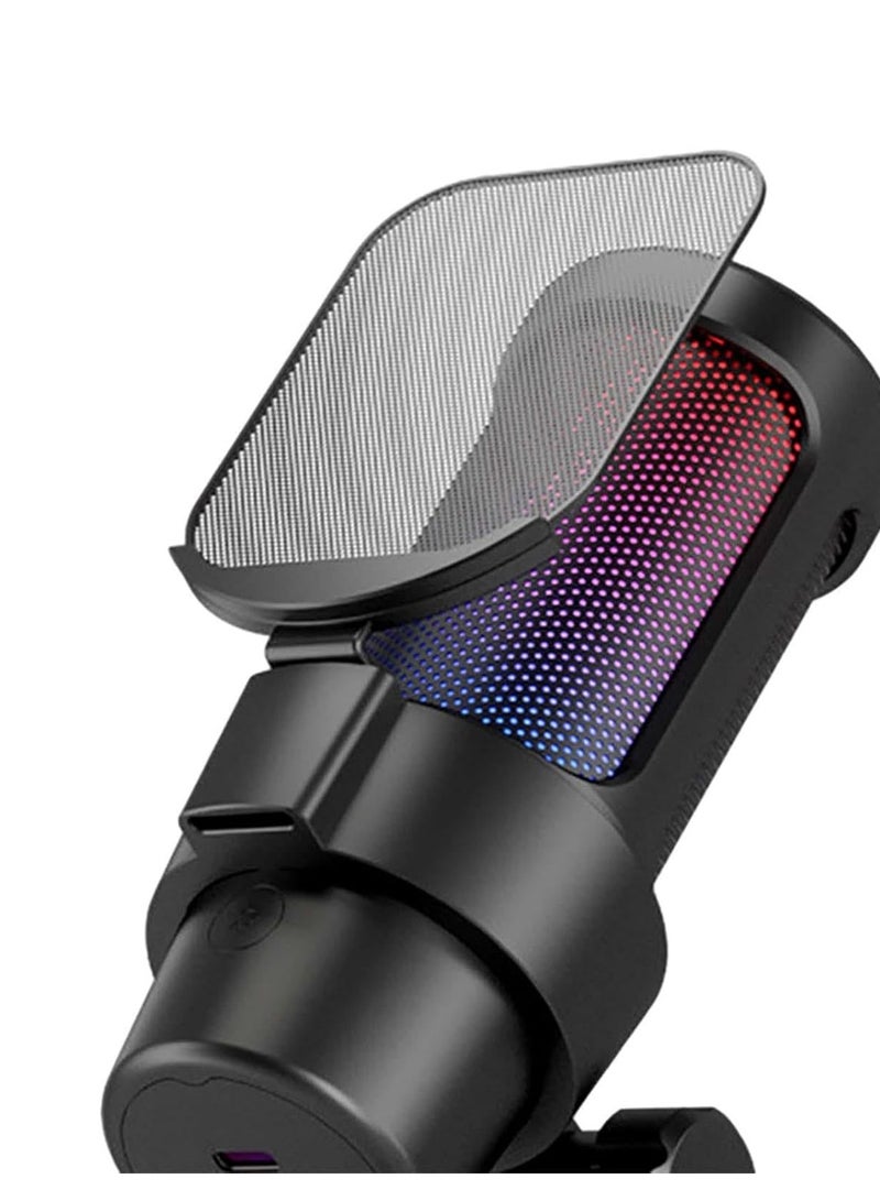 BJollys Gaming Microphone, USB PC Mic for Streaming, Podcasts, Recording, Condenser Computer Desktop Mic on Mac/PS4/PS5, with RGB Control, Mute Touch, Headphone Jack, Pop Filter, Stand-AmpliGame A8  - Image 2