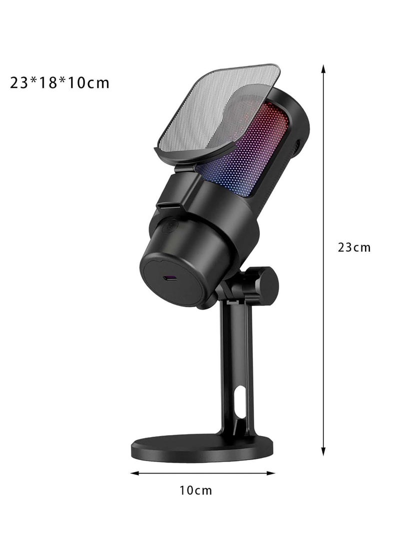 BJollys Gaming Microphone, USB PC Mic for Streaming, Podcasts, Recording, Condenser Computer Desktop Mic on Mac/PS4/PS5, with RGB Control, Mute Touch, Headphone Jack, Pop Filter, Stand-AmpliGame A8  - Image 3
