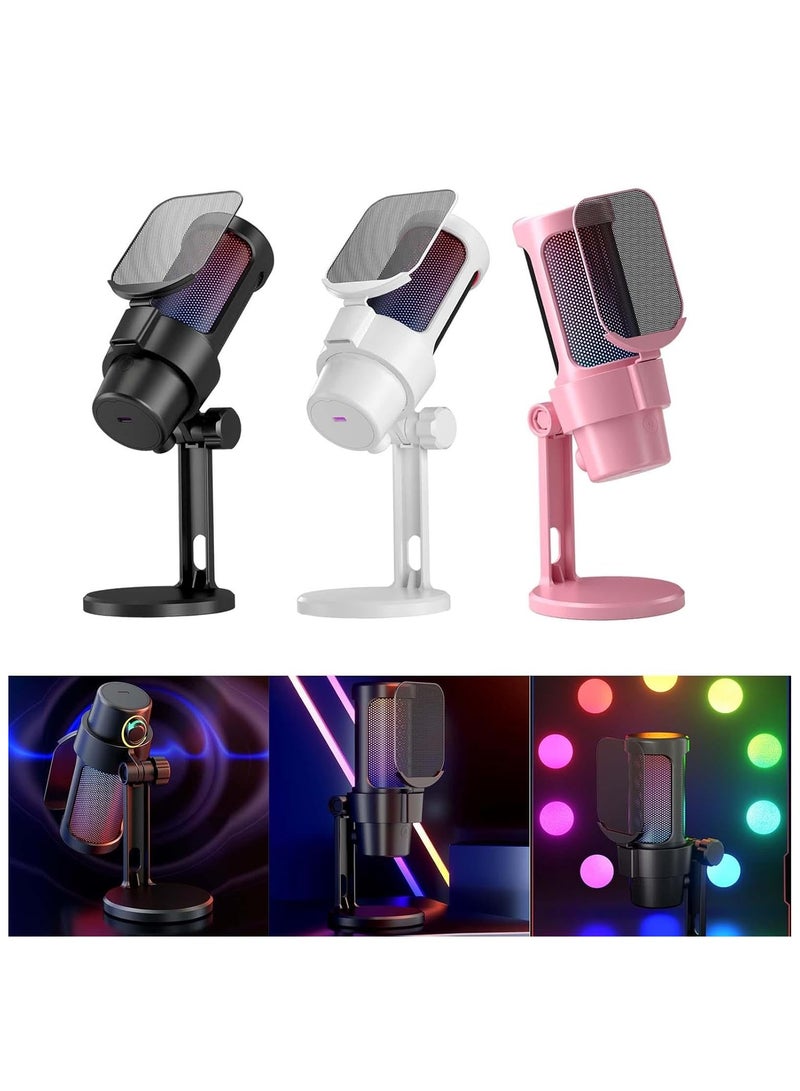 BJollys Gaming Microphone, USB PC Mic for Streaming, Podcasts, Recording, Condenser Computer Desktop Mic on Mac/PS4/PS5, with RGB Control, Mute Touch, Headphone Jack, Pop Filter, Stand-AmpliGame A8  - Image 4