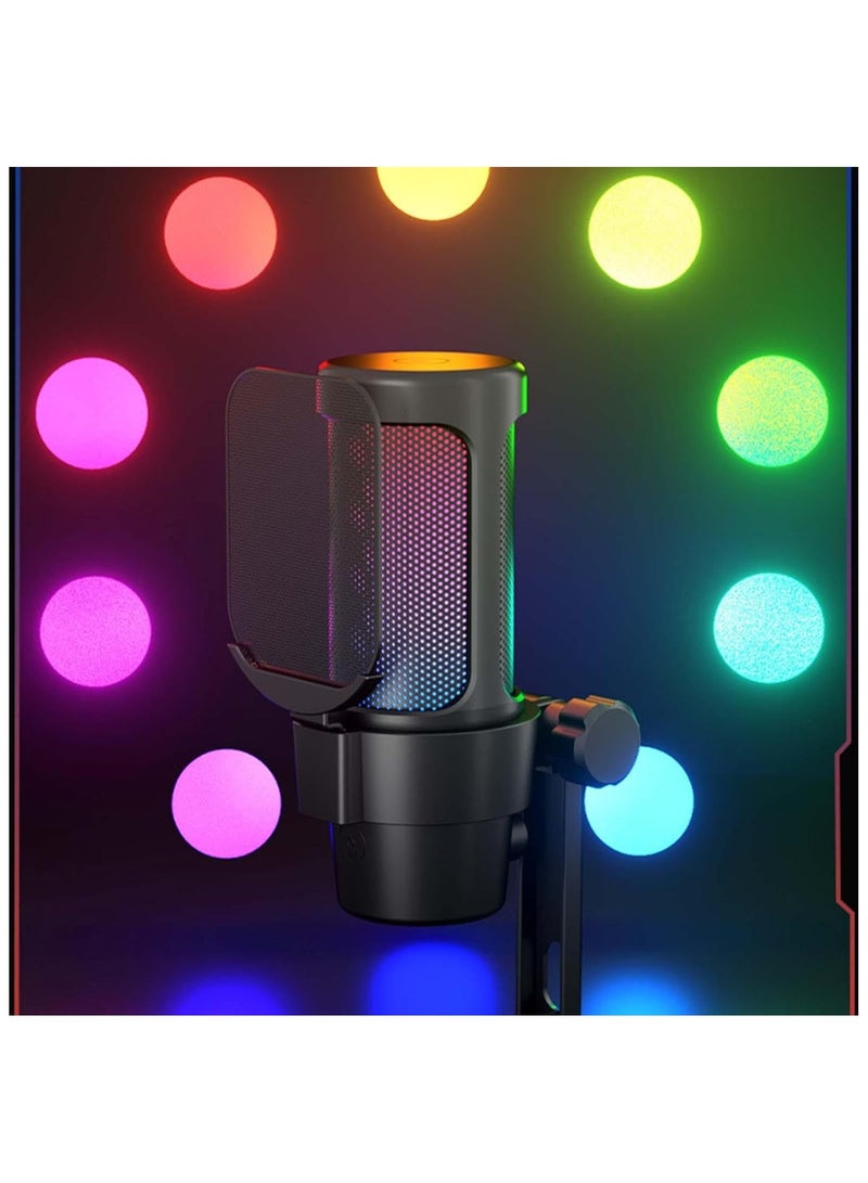 BJollys Gaming Microphone, USB PC Mic for Streaming, Podcasts, Recording, Condenser Computer Desktop Mic on Mac/PS4/PS5, with RGB Control, Mute Touch, Headphone Jack, Pop Filter, Stand-AmpliGame A8  - Image 5