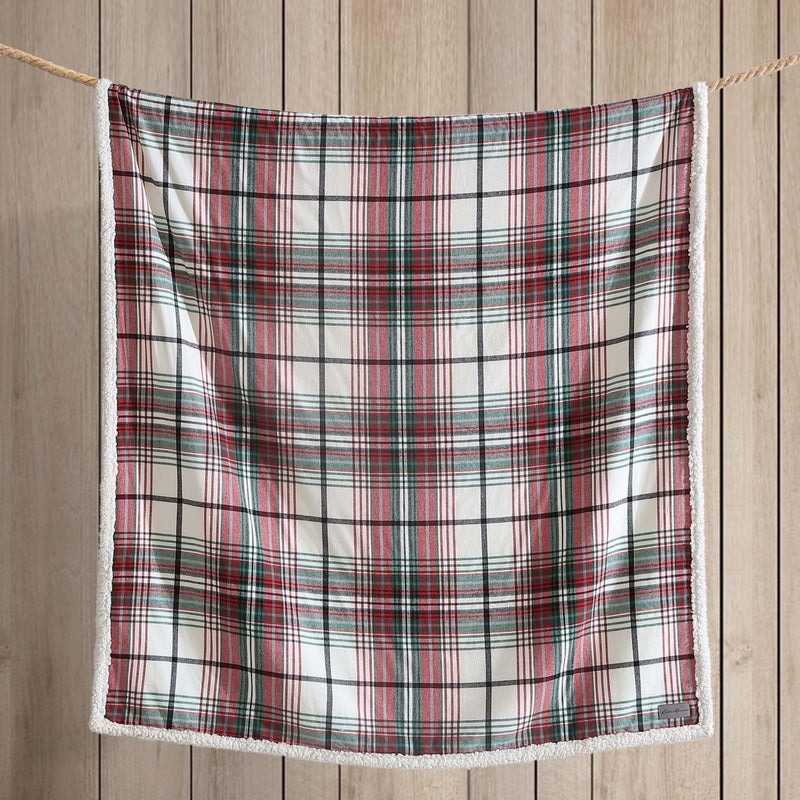 Eddie Bauer - Throw Blanket  Super Soft Reversible Cotton Flannel Sherpa Bedding  Ideal Christmas & White Elephant Gifts  Cozy Plaid Throw Blankets for Couch (Montlake Plaid Red  Throw) - Image 3