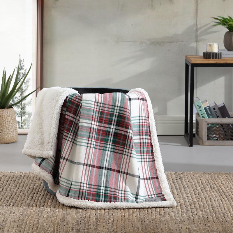 Eddie Bauer - Throw Blanket  Super Soft Reversible Cotton Flannel Sherpa Bedding  Ideal Christmas & White Elephant Gifts  Cozy Plaid Throw Blankets for Couch (Montlake Plaid Red  Throw) - Image 2
