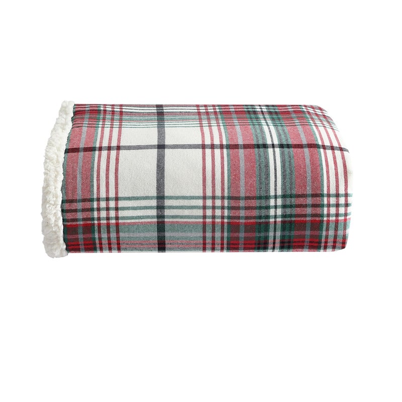 Eddie Bauer - Throw Blanket  Super Soft Reversible Cotton Flannel Sherpa Bedding  Ideal Christmas & White Elephant Gifts  Cozy Plaid Throw Blankets for Couch (Montlake Plaid Red  Throw) - Image 1