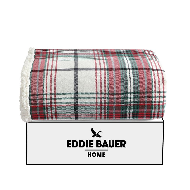 Eddie Bauer - Throw Blanket  Super Soft Reversible Cotton Flannel Sherpa Bedding  Ideal Christmas & White Elephant Gifts  Cozy Plaid Throw Blankets for Couch (Montlake Plaid Red  Throw) - Image 4