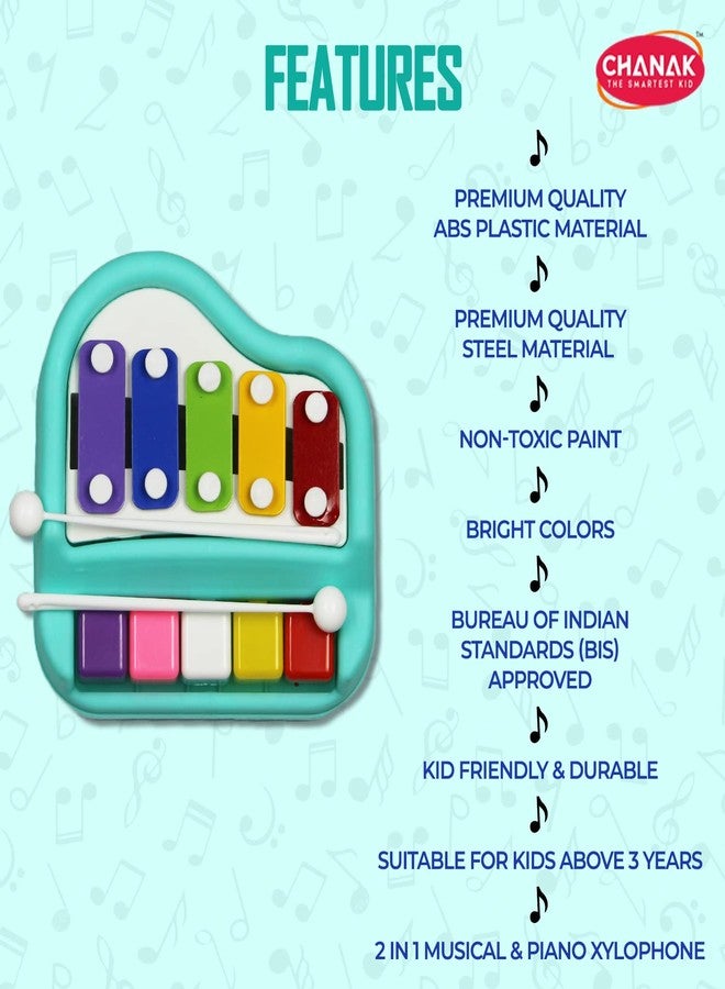 Chanak Musical Xylophone Plastic Piano Toy for Kids, Musical Piano Xylophone for Kids, Non-Toxic Suitable for Children Above 3 Years, BIS Approved (Piano Blue) - Image 2