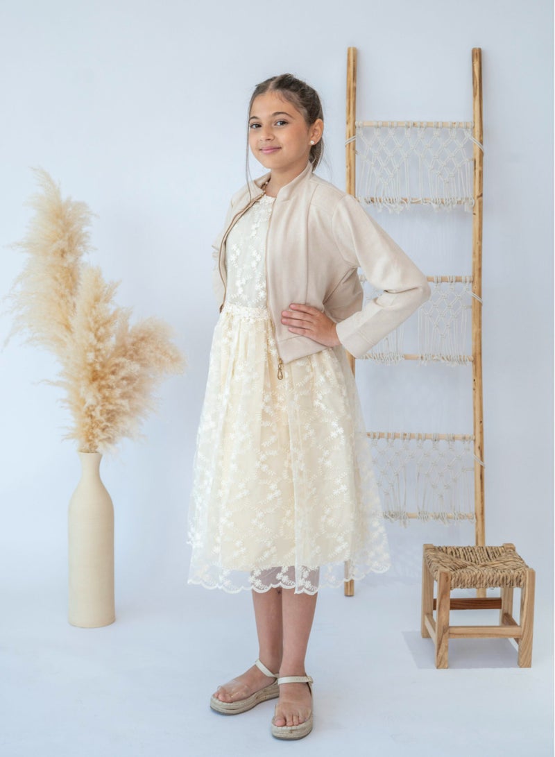 لالينا فستان دانتيل أنيق مع سترة أنيقة - Image 1