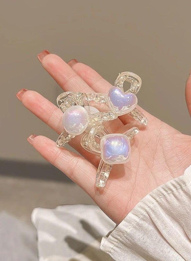 Radhya Accessories Holographic Stone Acrylic Hair Claws for Women (Pack of 3) Small hair clutchers for Girls Hair Clips for Women Cute Clawclips - Image 2